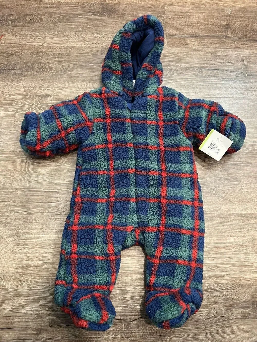 Little Me Plaid Fleece Jumpsuit- size 3-6 months